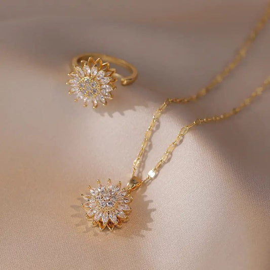 Set Girasol de Lujo: Collar y Anillo